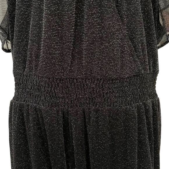 Torrid Black Glitter Lurex Flutter Sleeve Surplice Wrap Romper Plus Size 6 - Picture 4 of 13